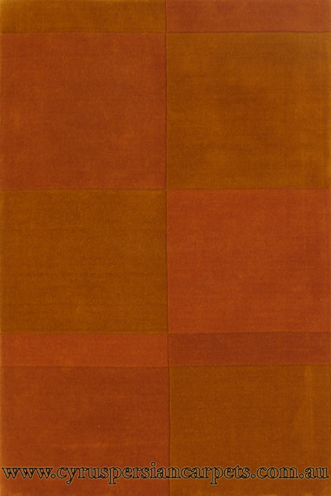 Sahand Wool Modern Square Pattern Rug 972-Terra - Click Image to Close