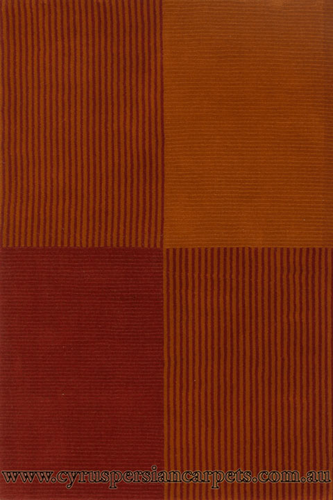 Sahand Wool Modern Square Pattern Rug 976 Red - Click Image to Close