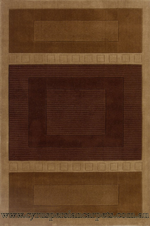 Sahand Wool Modern Square Pattern Rug HL40 Brown - Click Image to Close