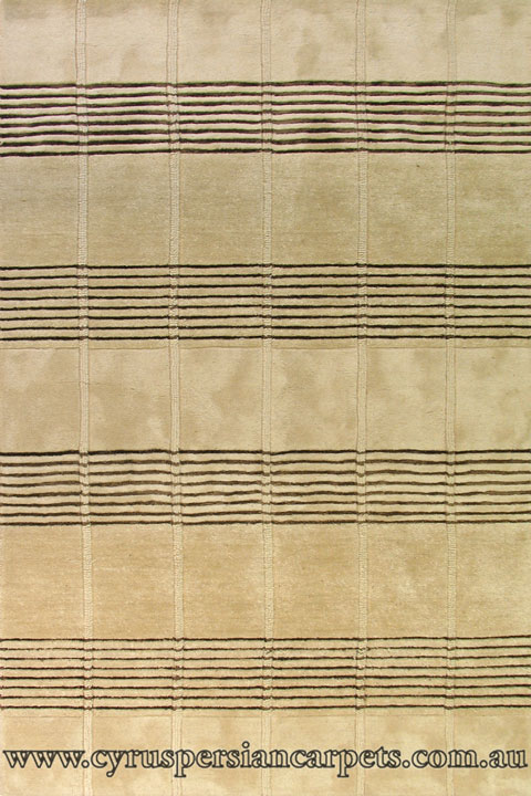 Soft Wool Modern Stripe Rug Ayub 8056 Beige - Click Image to Close
