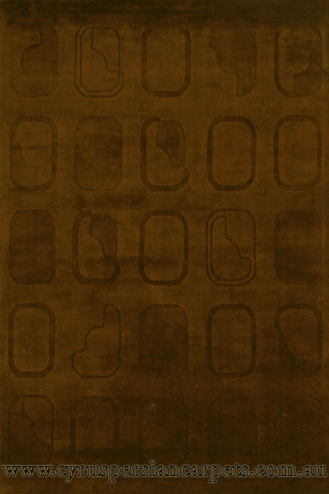 Soft Wool Modern Plain Square Pattern Rug Ayub 8187 Brown - Click Image to Close