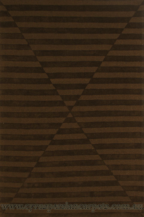 Soft Wool Modern Plain Stripe Rug Saif 11217 Brown - Click Image to Close