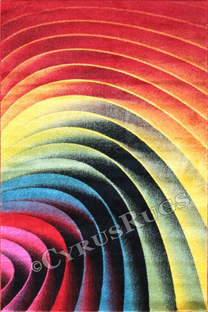 Splendido Modern Wavy Spiral Rug 4764A L. Red Black - Click Image to Close