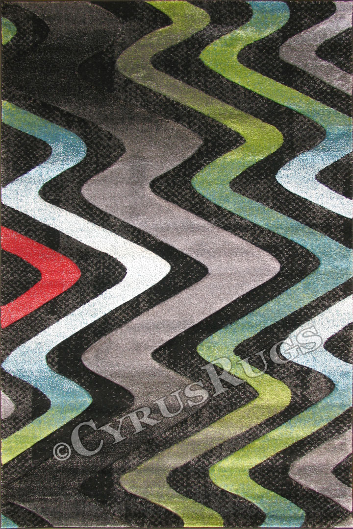 Splendido Modern Wavy Rugs 5075A Black - Click Image to Close