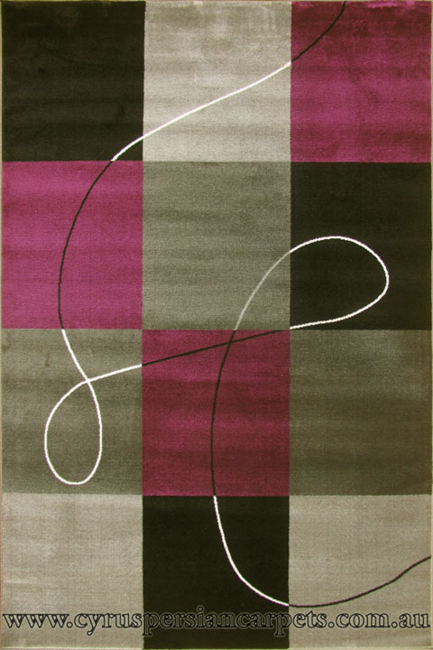 Surf Modern Square Pattern Rug 2580A Black Purple - Click Image to Close