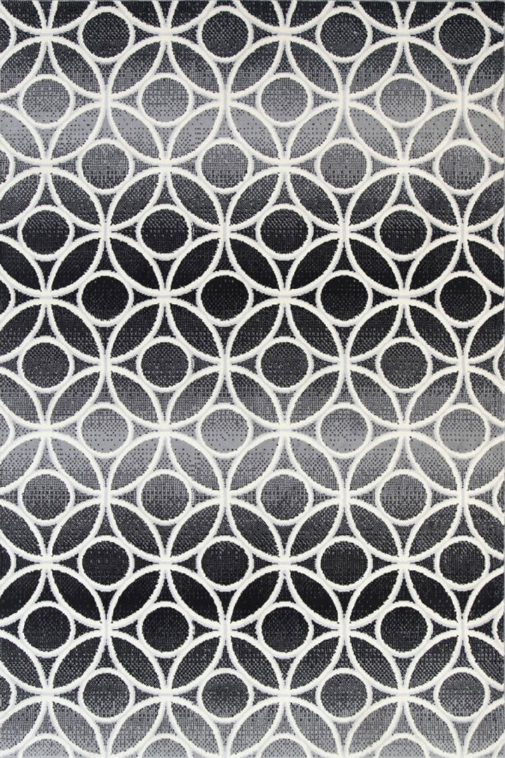 Ellie Contemporary Circle Pattern Rugs 1645A D.Grey D.Grey - Click Image to Close
