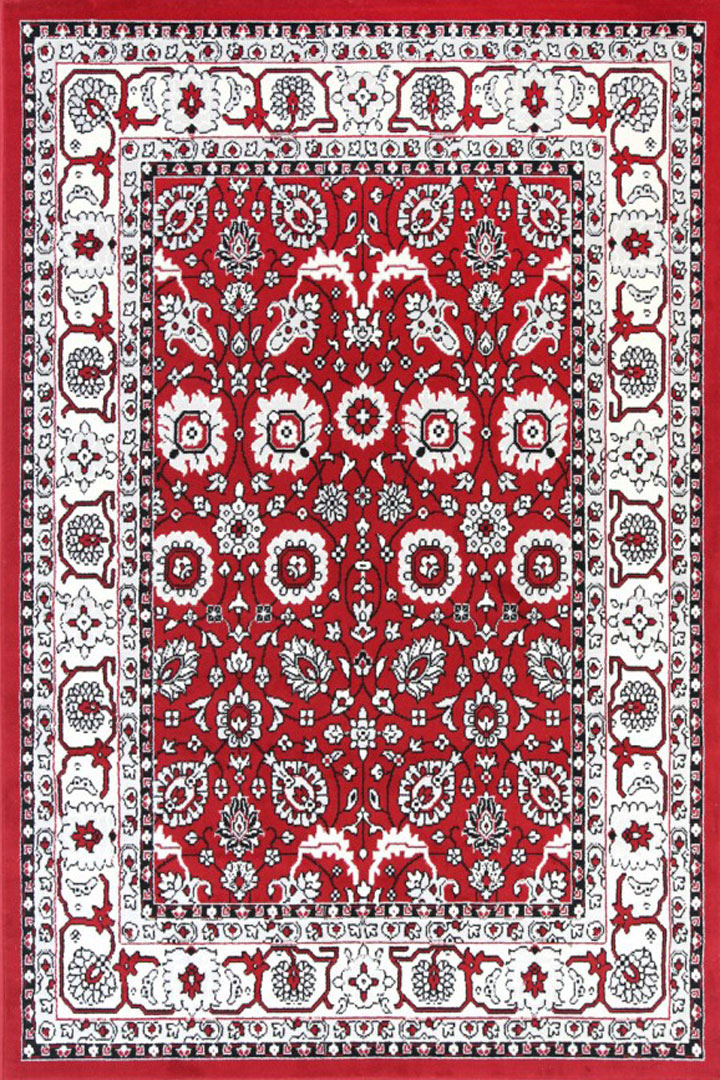 Ellie Contemporary Border Rugs 2233A Red Red - Click Image to Close