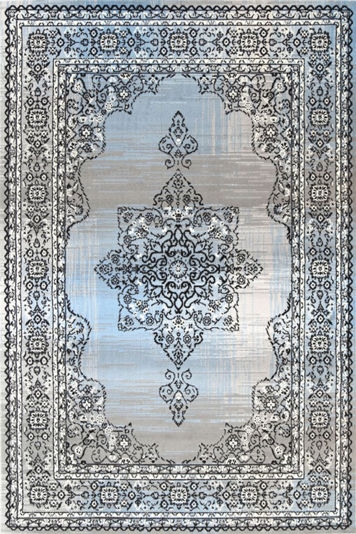 Ellie Contemporary Medallion Rugs 2355A L.Blue L.Grey - Click Image to Close