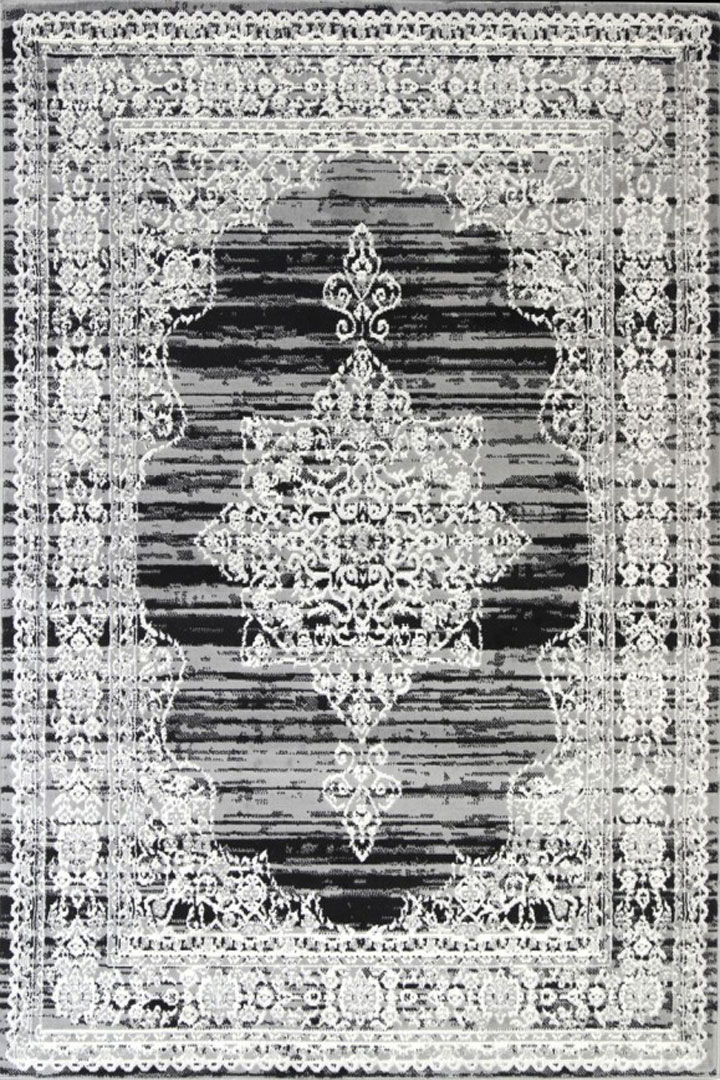 Ellie Contemporary Medallion Rugs 2355B-D.Grey-D.Grey - Click Image to Close