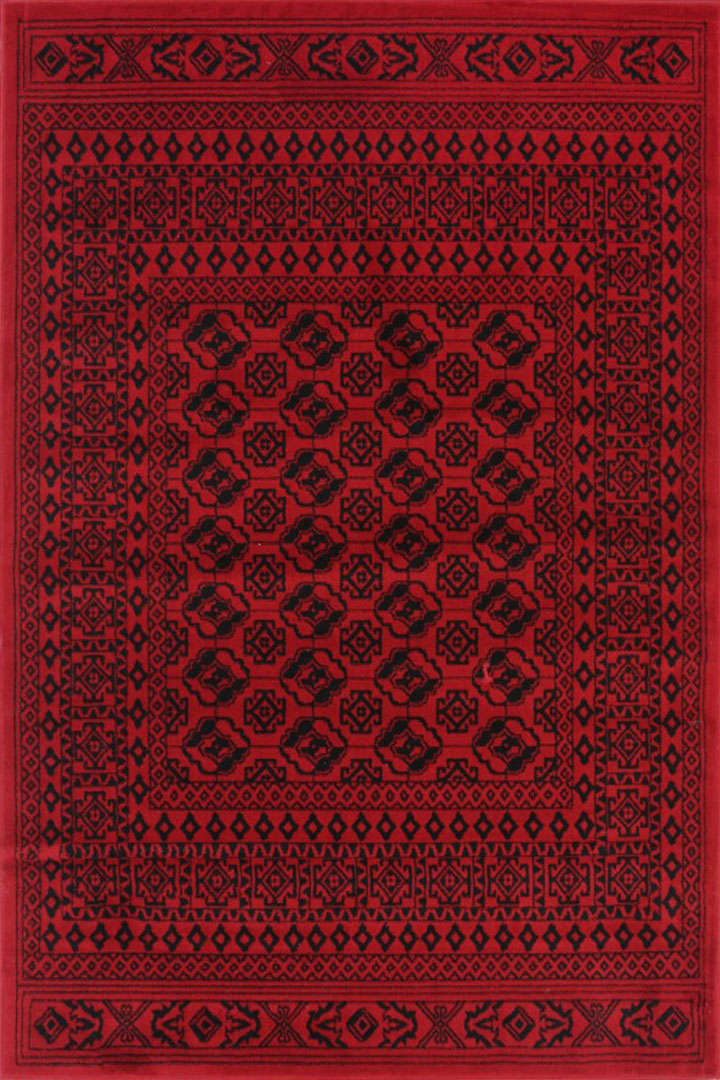 Ellie Contemporary Afghan Pattern Rugs 2432A Red Red - Click Image to Close