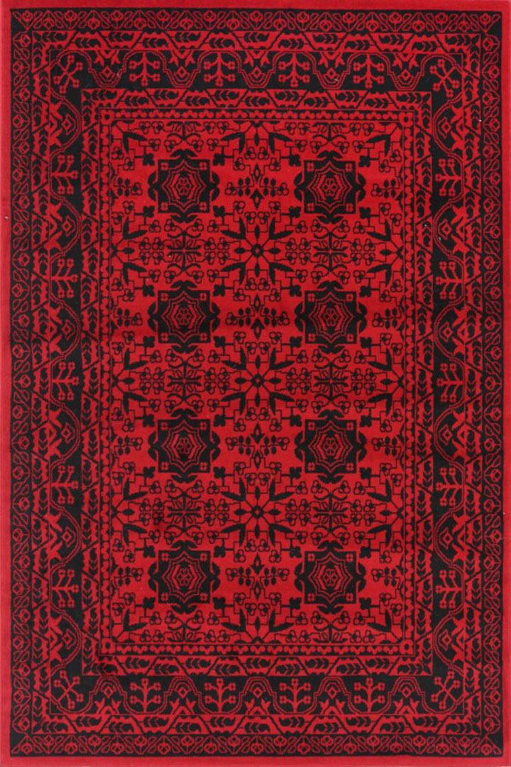 Ellie Contemporary Afghan Pattern Rugs 2433A Red Red - Click Image to Close