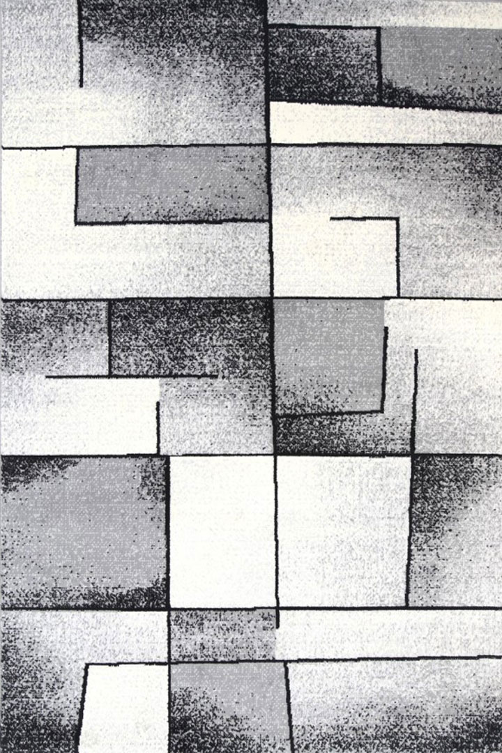 Ellie Contemporary Square Pattern Rugs 2467A D.Grey D.Grey - Click Image to Close