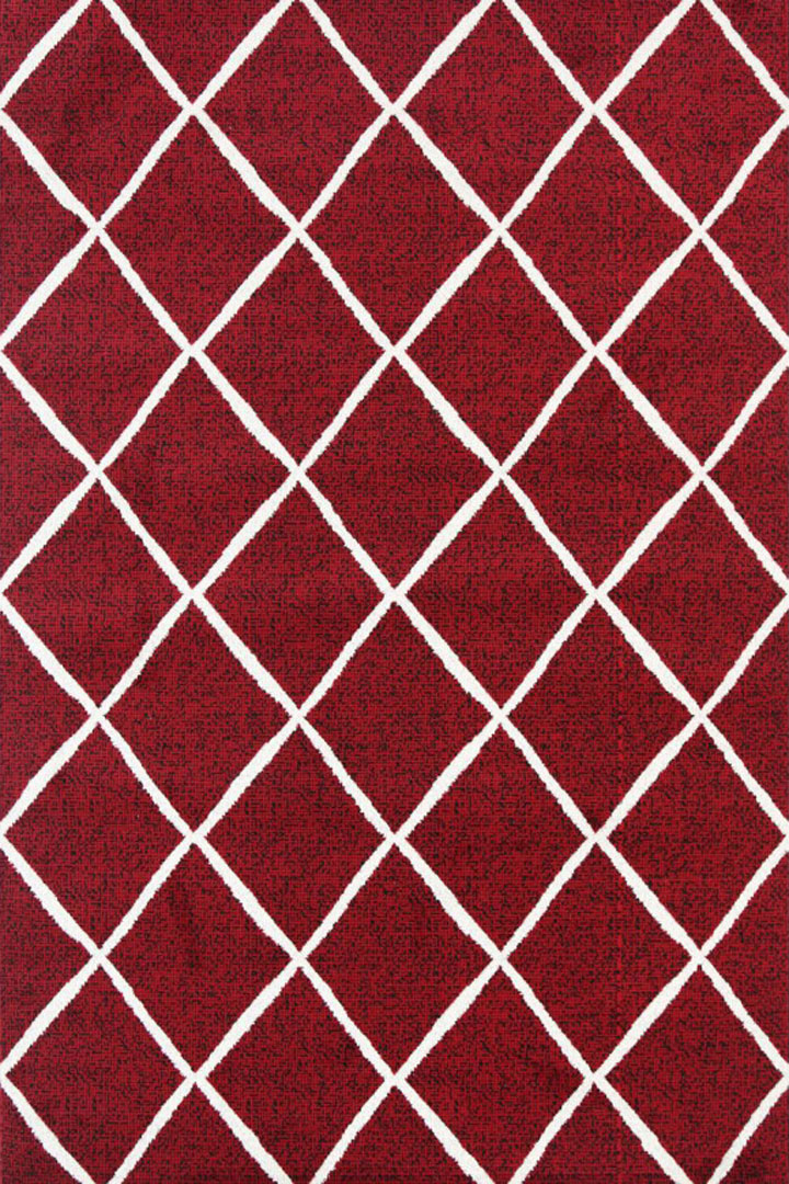 Ellie Contemporary Trellis Rugs 2471A Red Red - Click Image to Close