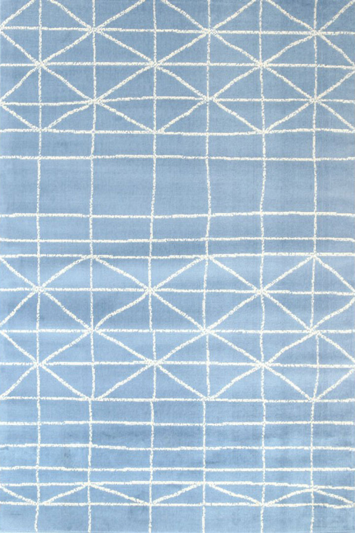 Ellie Contemporary Square Pattern Rugs 2473A L.Blue L.Blue - Click Image to Close