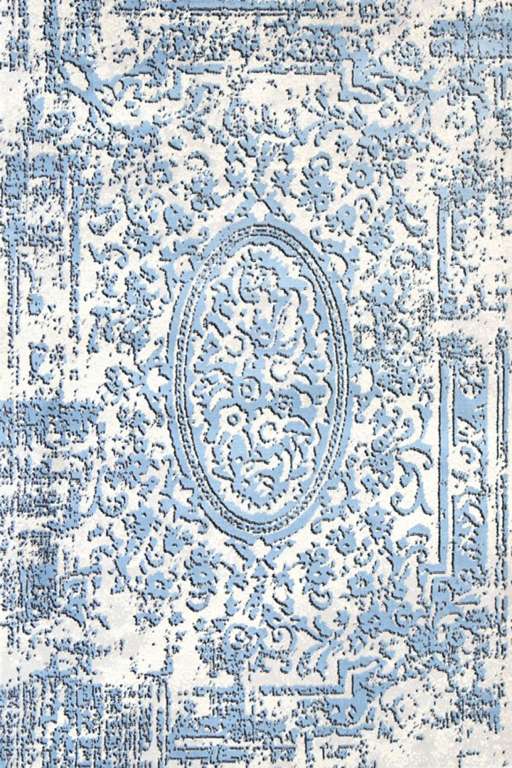 Ellie Contemporary Medallion Rugs 2488A L.Blue L.Grey - Click Image to Close