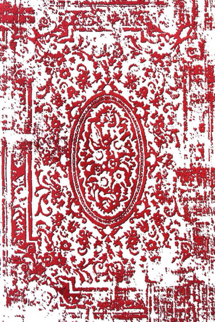 Ellie Contemporary Medallion Rugs 2488A Red L.Grey - Click Image to Close