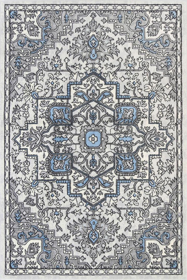 Ellie Contemporary Medallion Rugs 2490A L.Blue L.Grey - Click Image to Close