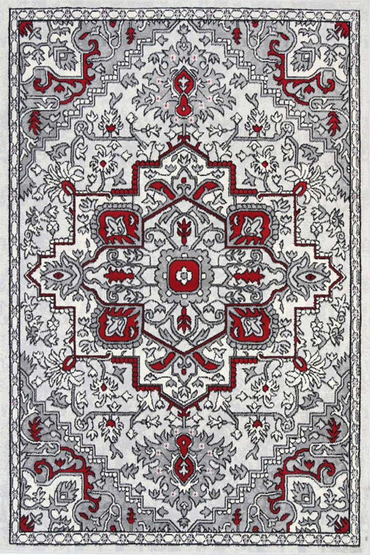 Ellie Contemporary Medallion Rugs 2490A Red L.Grey - Click Image to Close