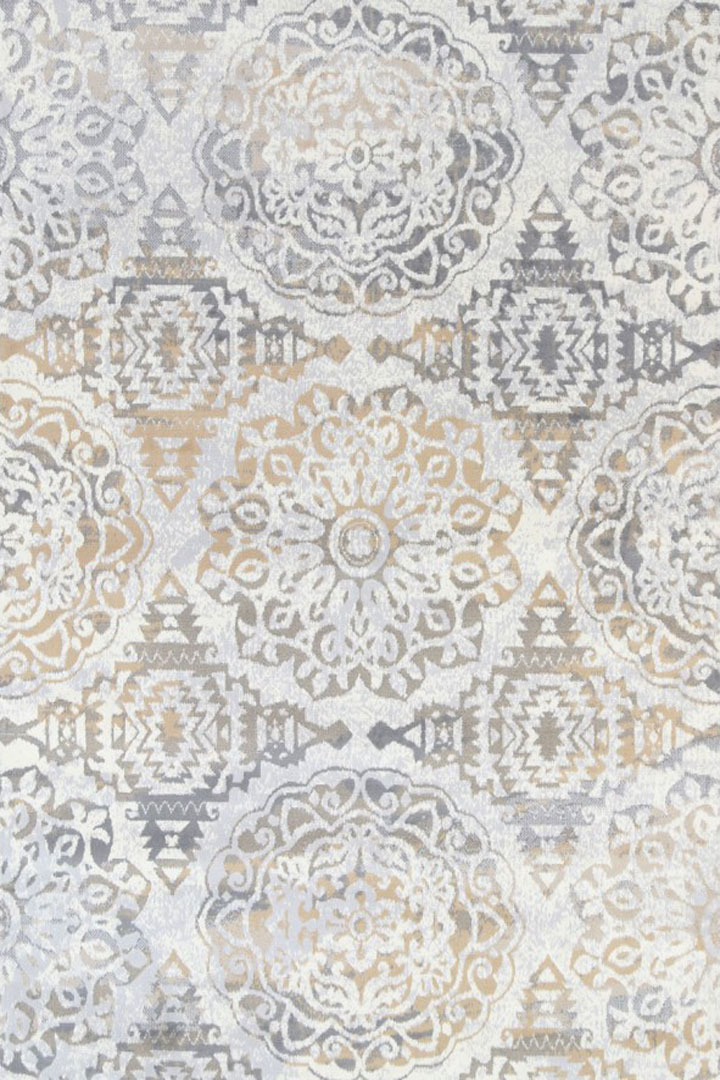 Ellie Contemporary Floral Rugs 2497A Beige L.Grey - Click Image to Close