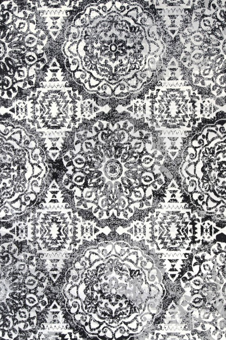 Ellie Contemporary Floral Rugs 2497A D.Grey L.Grey - Click Image to Close