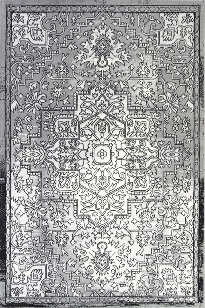 Ellie Contemporary Medallion Rugs 2490A L.Grey D.Grey - Click Image to Close