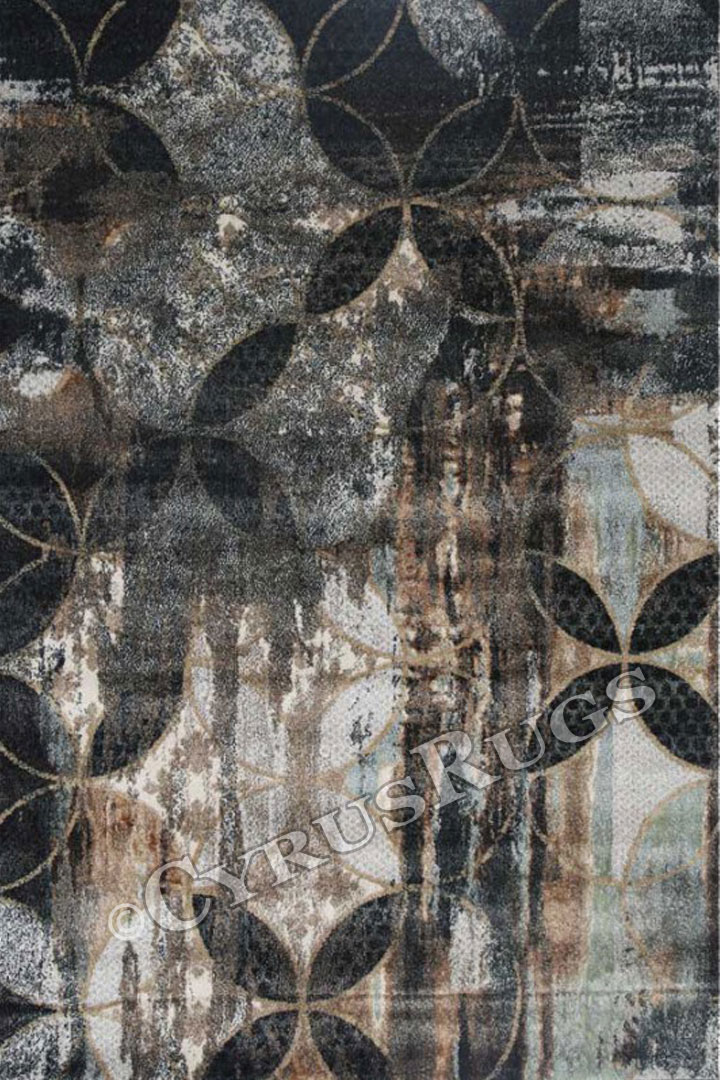 Gusto Contemporary Abstract Rugs A296A Cream Poly Blue - Click Image to Close