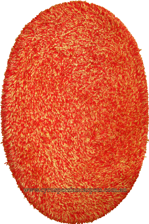 Oval Plain Shaggy Rug Orange - Click Image to Close