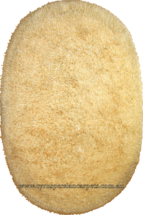 Oval Plain Shaggy Rug Yellow Size 275 x 185cm - Click Image to Close