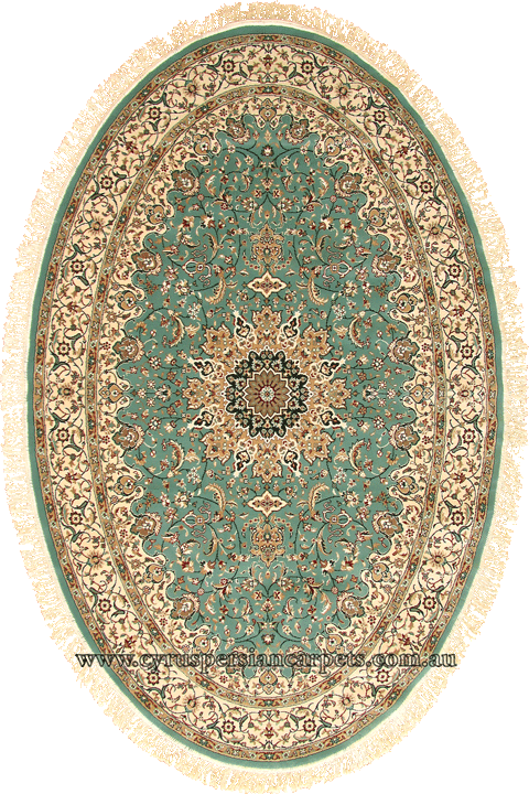 Tehran Traditional Oval Rug 750201 Blue - Click Image to Close