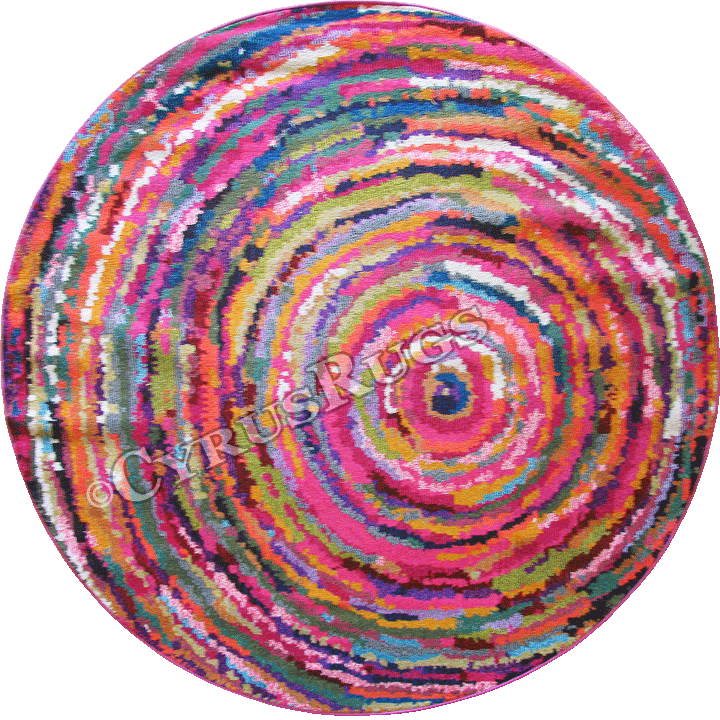 Kaleidoscope Spiral Round Rug B243A Mutli Color - Click Image to Close