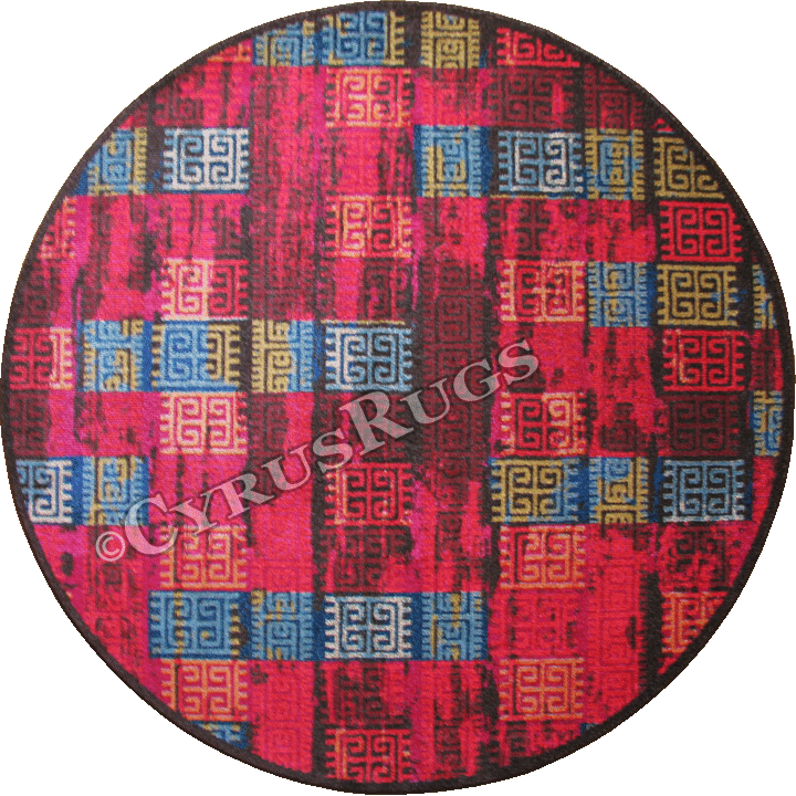 Kaleidoscope Abstract Round Rug E231A D. Brown Fume - Click Image to Close