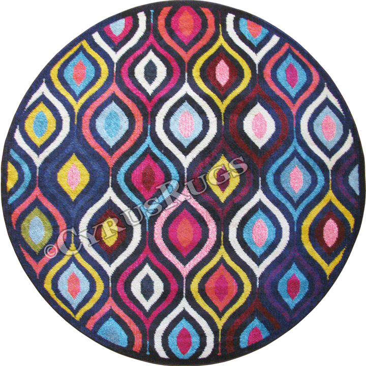 Kaleidoscope Abstract Round Rug G330A D. Brown Black - Click Image to Close