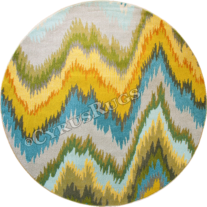 Kaleidoscope Striped Round Rug B645A Ocean Blue Turkuaz - Click Image to Close
