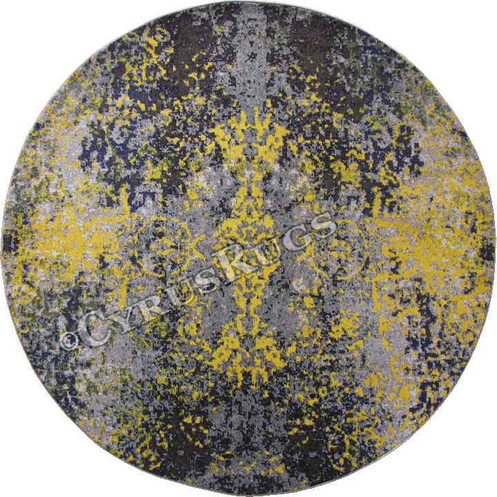 Kaleidoscope Grunge Style Round Rug E302A Grey Fume - Click Image to Close