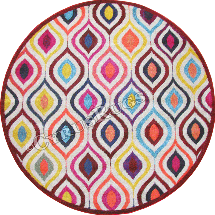 Kaleidoscope Abstract Round Rug G330A D. Brown Cherry - Click Image to Close