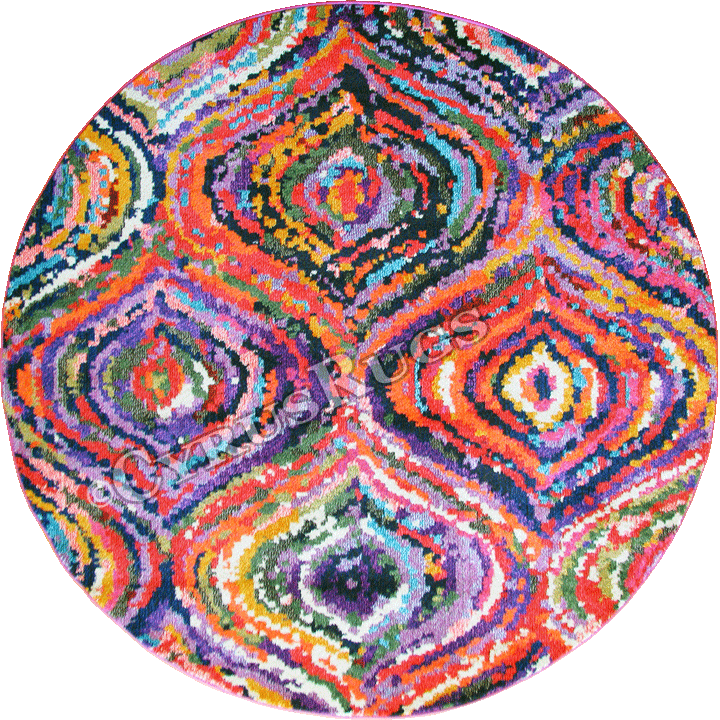 Kaleidoscope Abstract Round Rug B244A Multi Color - Click Image to Close
