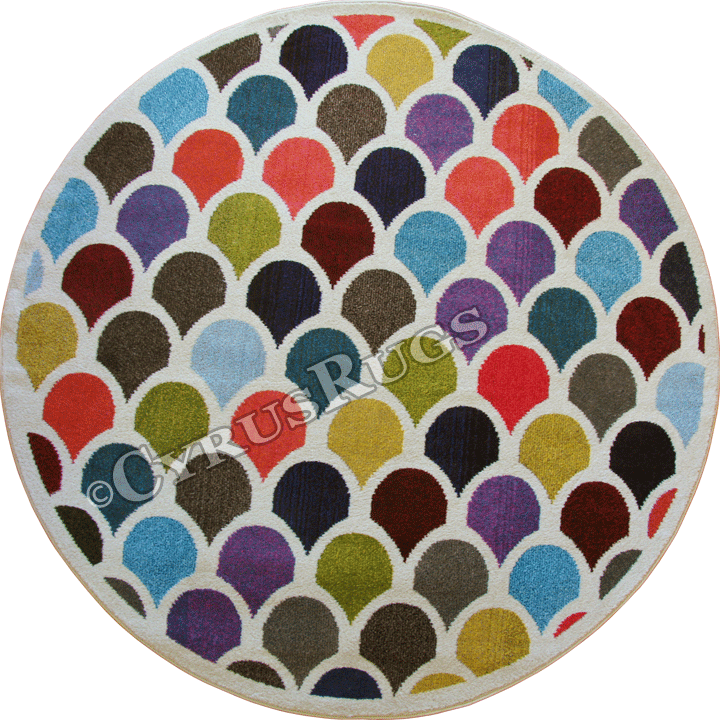 Kaleidoscope Abstract Round Rug G329A White Bone - Click Image to Close
