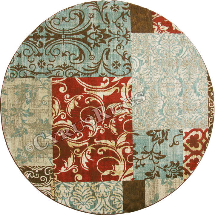 Morocco Floral Round Rug 3237F Multi Multi DU - Click Image to Close