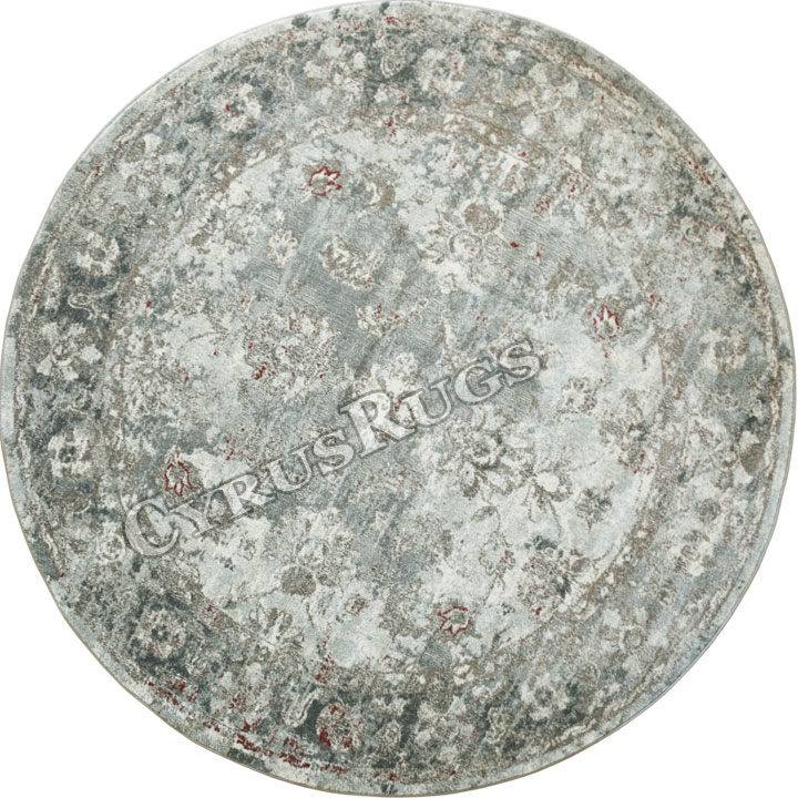 Morocco Floral Round Rugs AU1300 Cotton Silver LI - Click Image to Close
