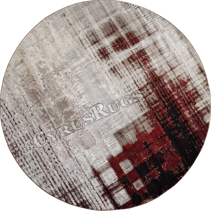 Morocco Abstract Round Rugs 0W727 Cotton Red - Click Image to Close