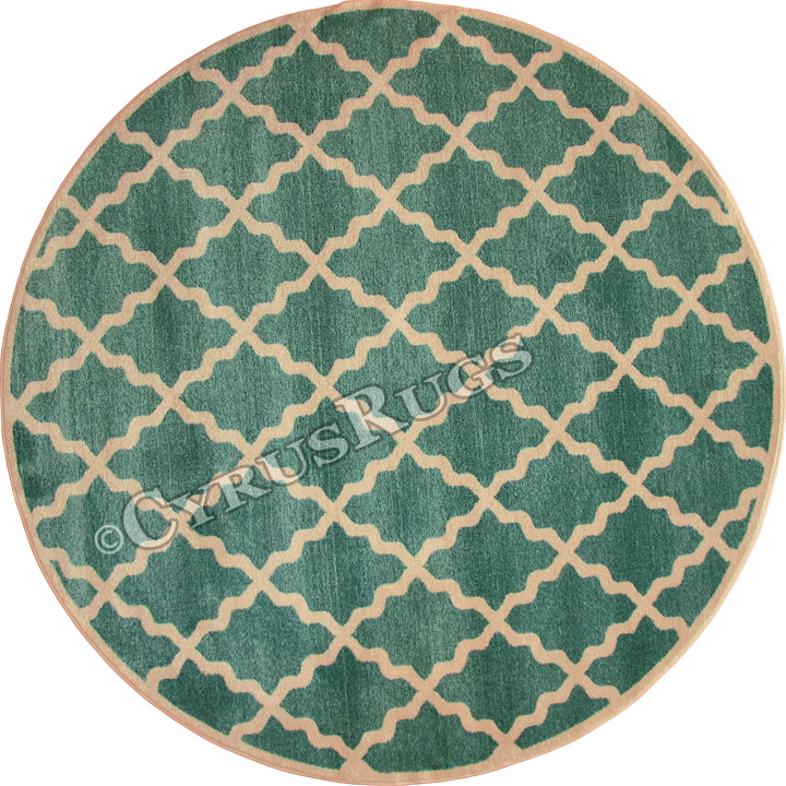 Morocco Trellis Round Rug MG103 Aqua Cotton LJ - Click Image to Close