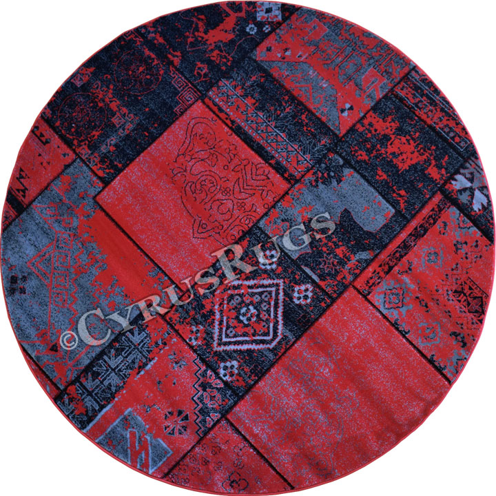 Patchworks Contemporary Round Rug 2673 Red - Click Image to Close
