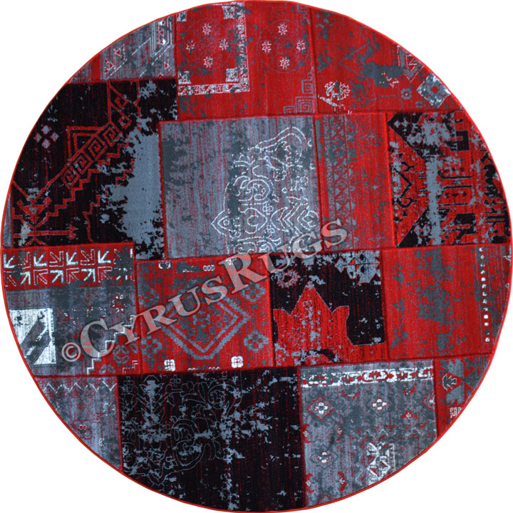 Patchworks Contemporary Round Rug 2676 Red - Click Image to Close