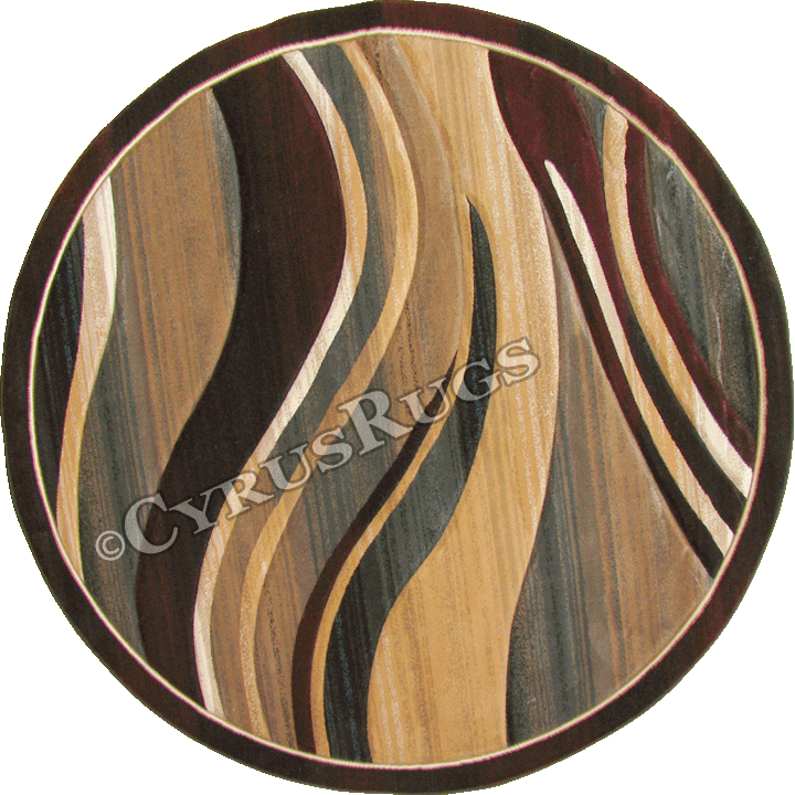 Pisa Contemporary Wavy Round Rugs 4333A Black - Click Image to Close
