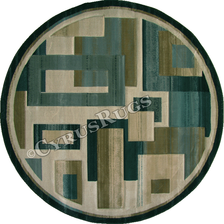 Pisa Contemporary Geometric Round Rug A056B-CM - Click Image to Close