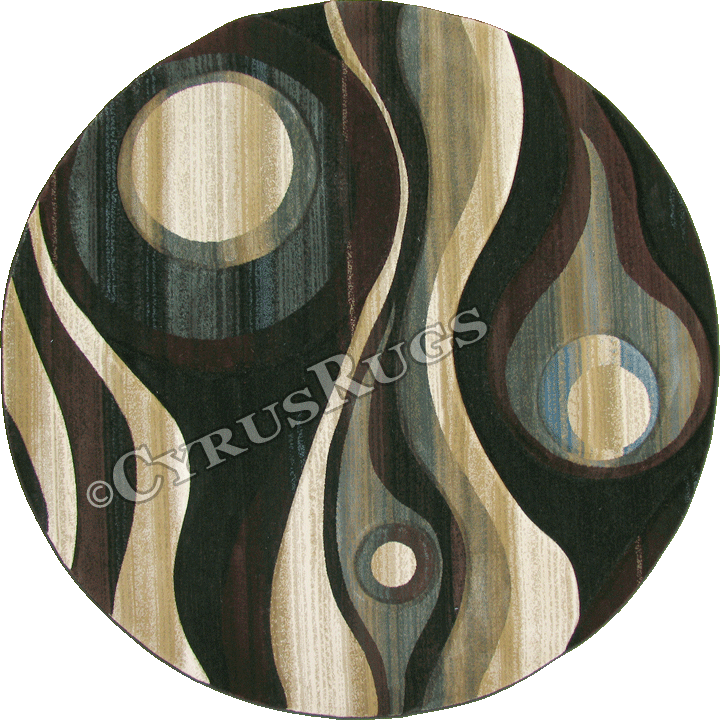 Pisa Contemporary Abstract Round Rugs A058B-BK - Click Image to Close
