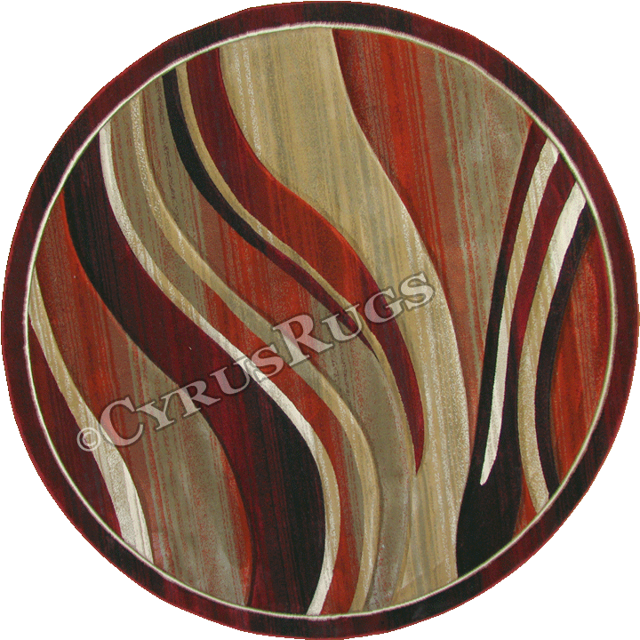 Pisa Contemporary Wavy Round Rugs 4333A Red - Click Image to Close