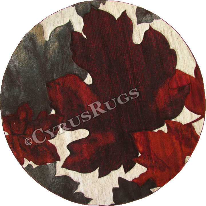 Pisa Contemporary Floral Round Rugs G111A Burgundy - Click Image to Close