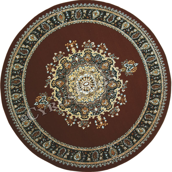 Bello Traditional Medallion Round Rugs 99-Brown - Click Image to Close