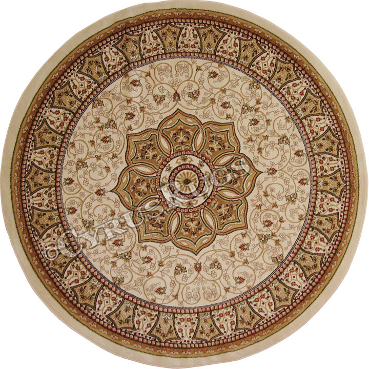 Minnesota Traditional Round Rugs 3005A Cream Cream - Click Image to Close